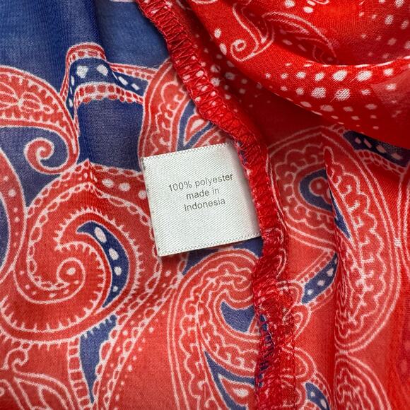 LANE BRYANT Handkerchief Print Sheer Blouse in Red White Blue Size 22/24 Womens - Picture 7 of 9